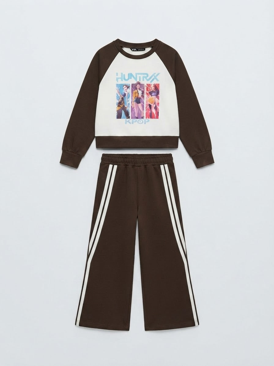 Completo Felpa e Pantalone Sportivo con Stampa K-Pop