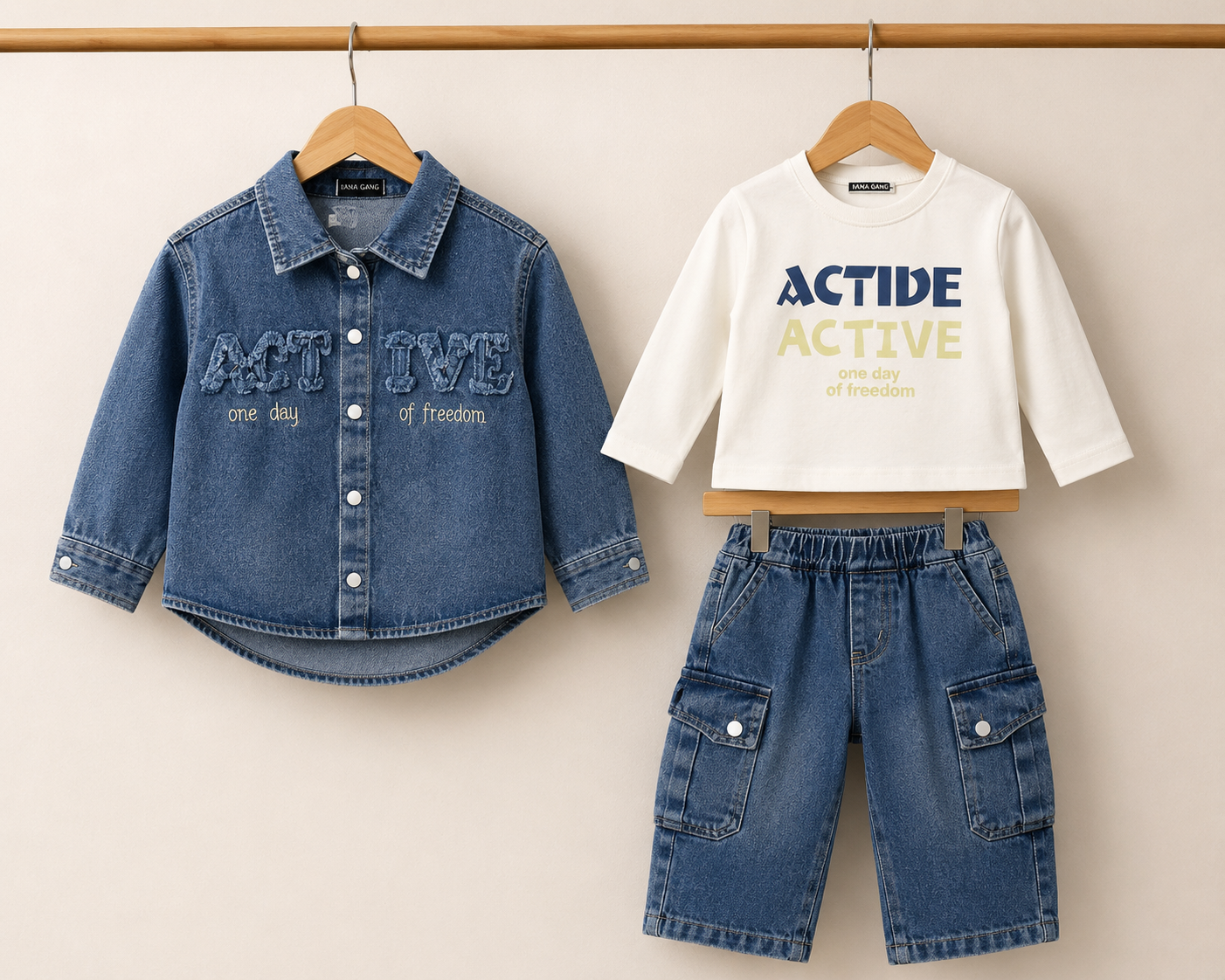 Completo neonato active in jeans