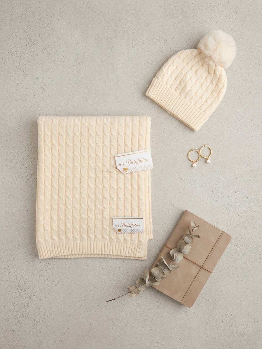 Copertina culla con cappellino 1 pon pon batuffolini 527