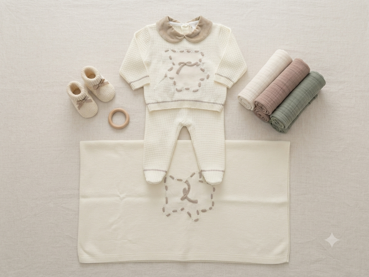 Completo Neonato in Maglia con Copertina Coordinata