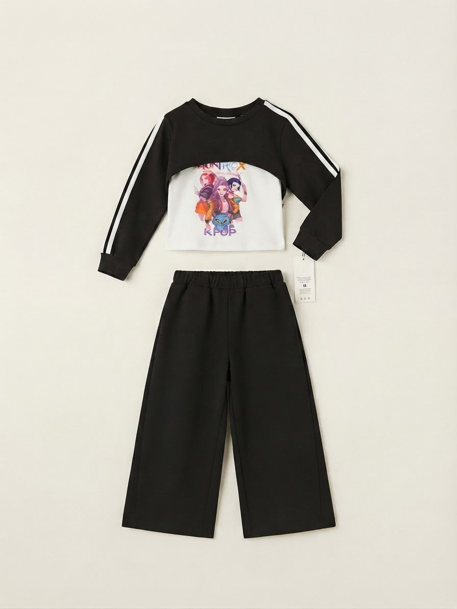 Completo Felpa, canotta e Pantalone Sportivo con Stampa K-Pop