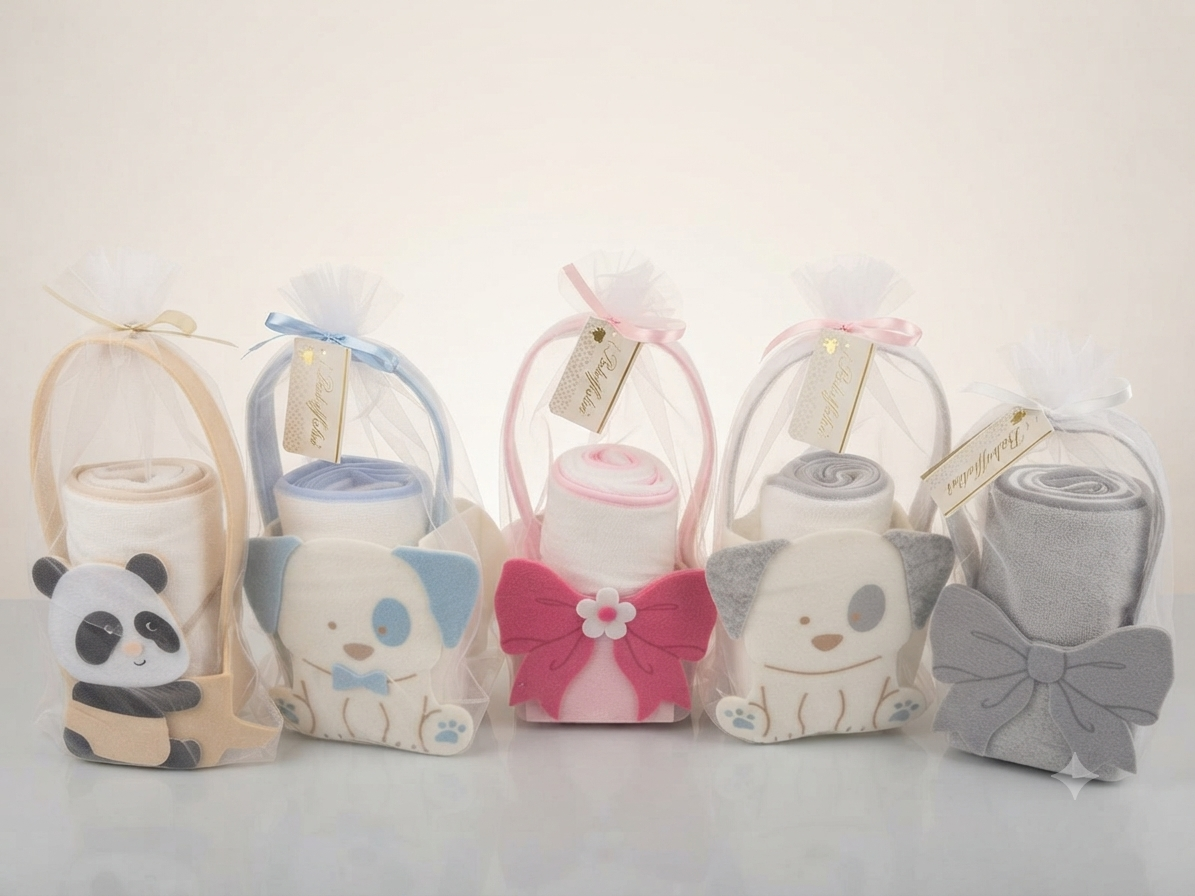 Set regalo: accappatoio a triangolo e borsetta Batuffolini