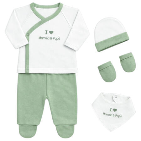 SET CORREDINO PRIMA NASCITA 4 PEZZI IN CALDO COTONE