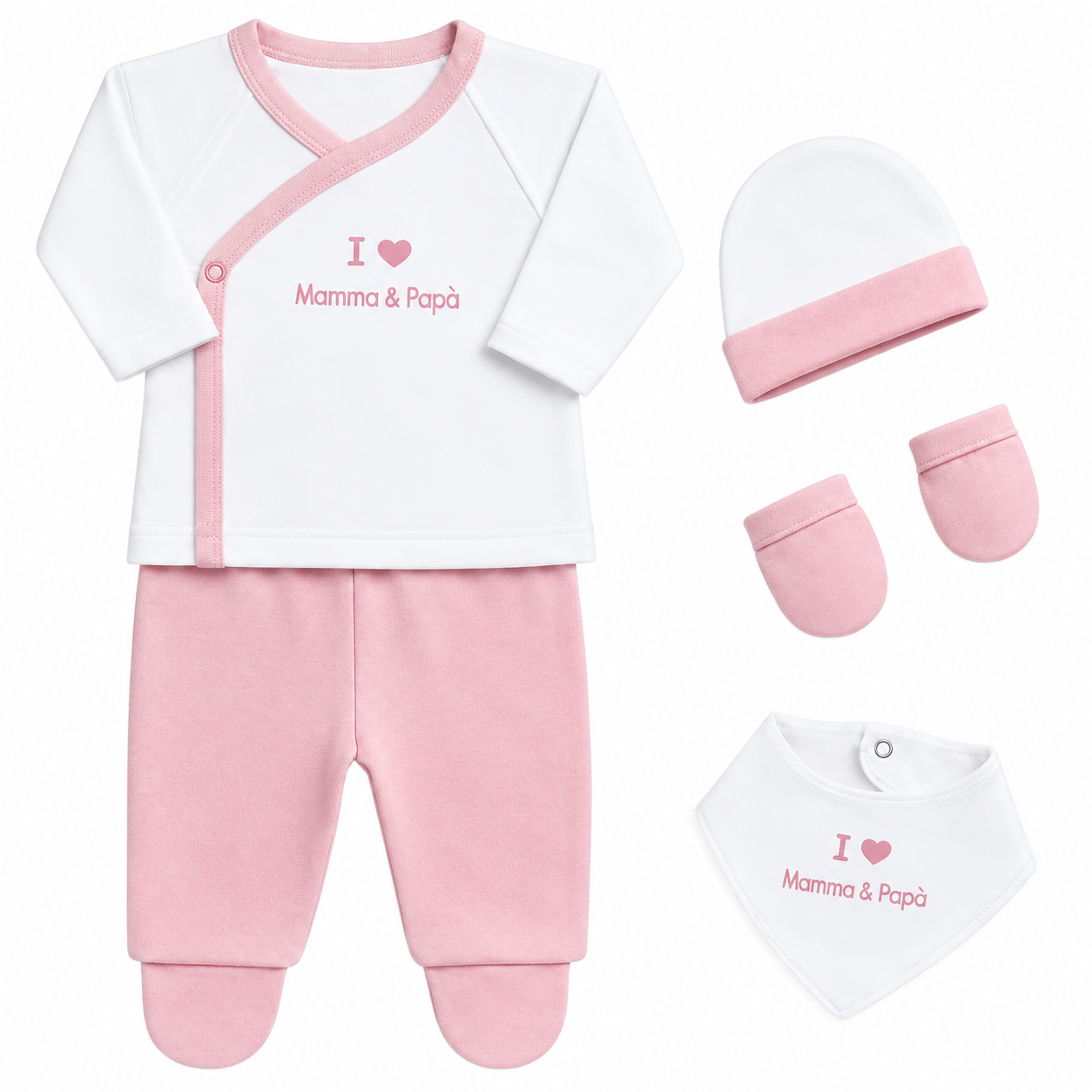 SET CORREDINO PRIMA NASCITA 4 PEZZI IN CALDO COTONE