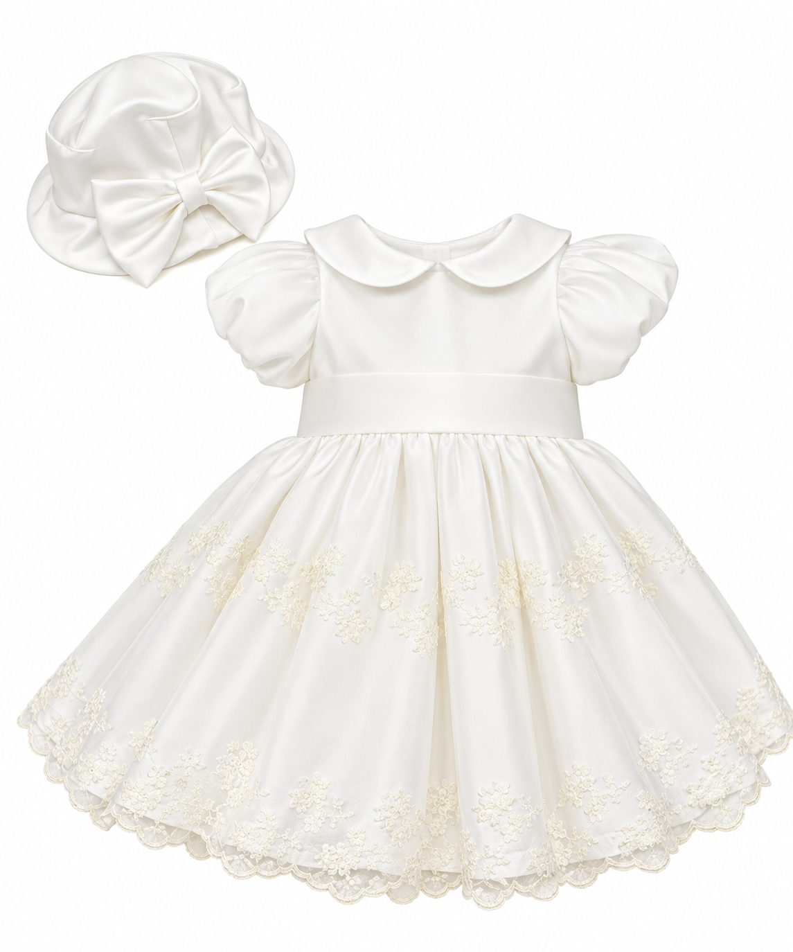 Abito battesimale neonata chiffon nazareno Gabrielli 4393 panna