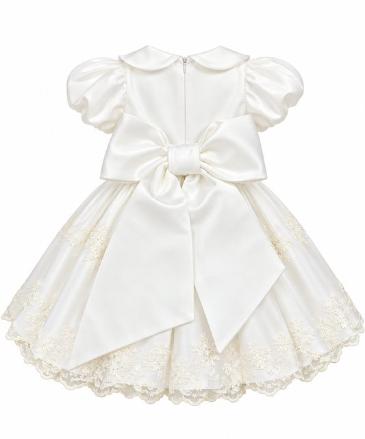 Abito battesimale neonata chiffon nazareno Gabrielli 4393 panna