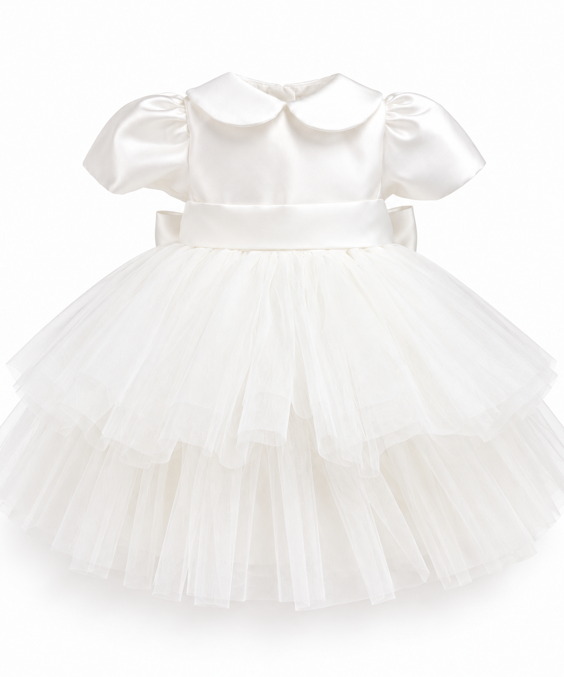 Abito battesimale neonata tulle nazareno Gabrielli con pelliccia 4133