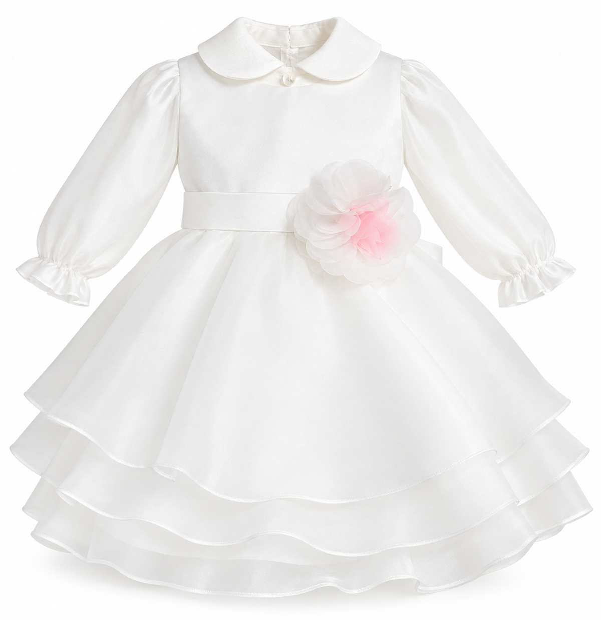 Abito battesimale neonata chiffon nazareno Gabrielli 4122 panna