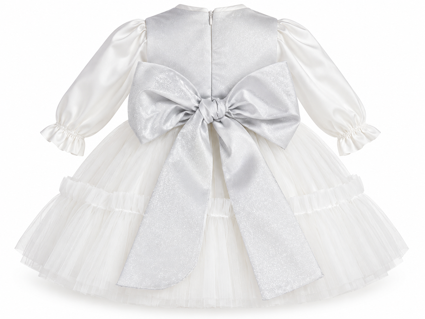 Abito battesimale neonata tulle nazareno Gabrielli con pelliccia 4092