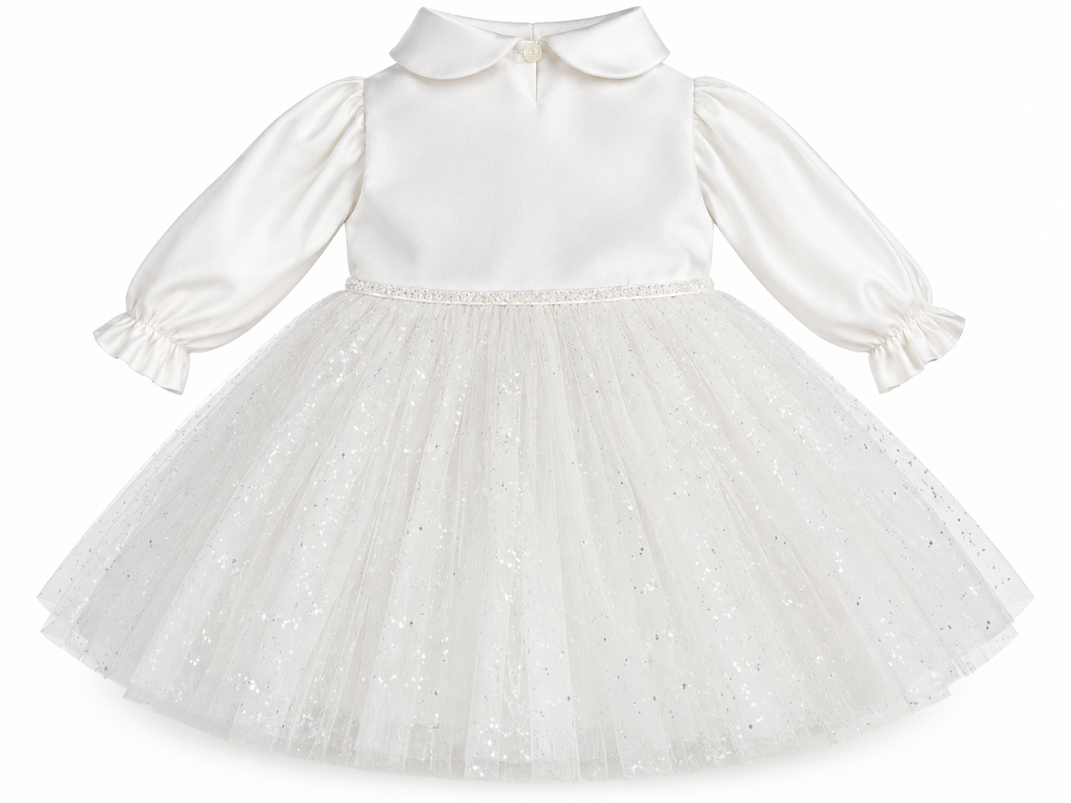 Abito battesimale neonata tulle nazareno Gabrielli con pelliccia 4144