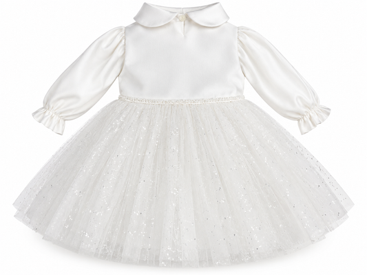 Abito battesimale neonata tulle nazareno Gabrielli con pelliccia 4144