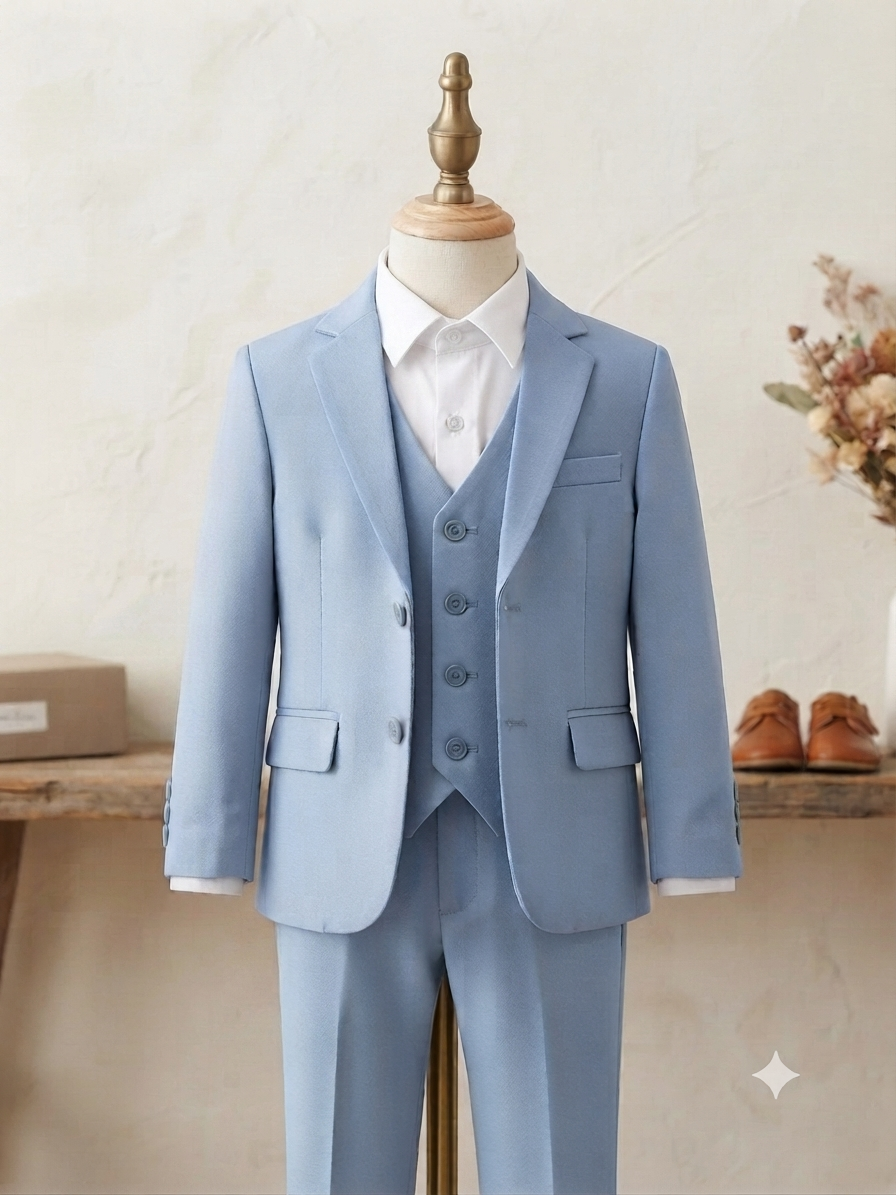 Abito azzurro polvere monopetto
