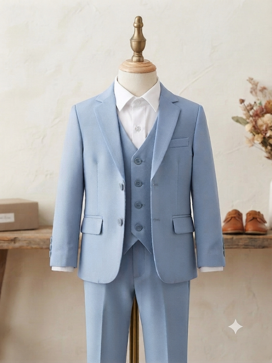 Abito azzurro polvere monopetto