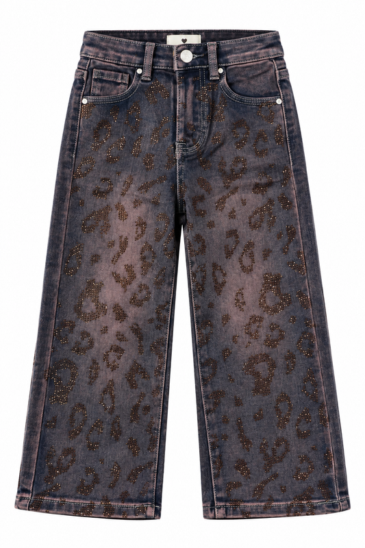 Jeans bambina leopardato