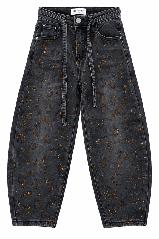 Jeans animalier con strass bimba