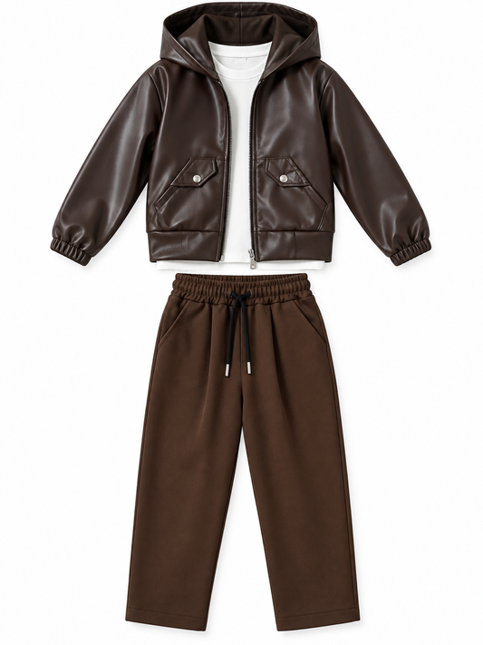Completo bambino con giacca ecopelle 1011