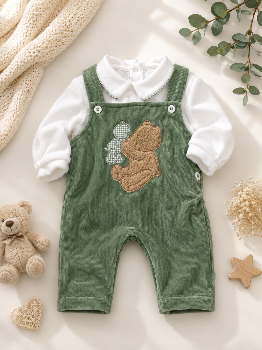 Completo Neonato Salopette con Orsetto Les Jolies