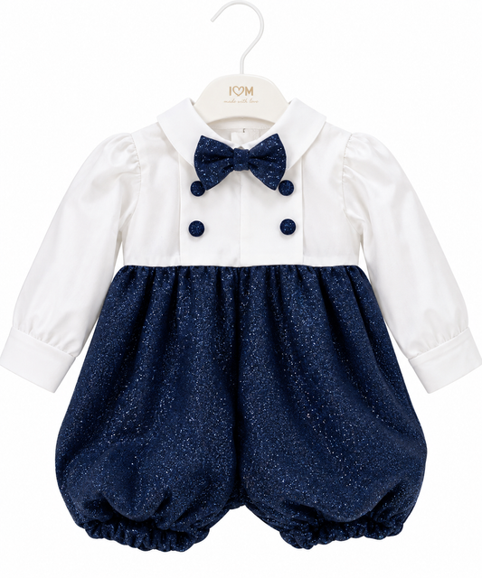 Completo Elegante Baby Cerimonia con Fiocco Glitter
