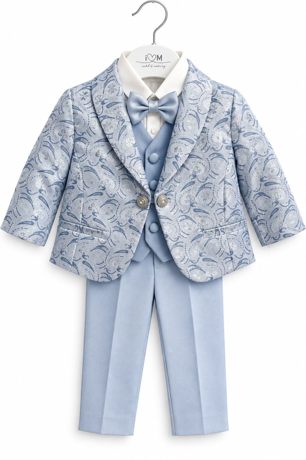 Completo Elegante Neonato con Giacca Fantasia e Papillon