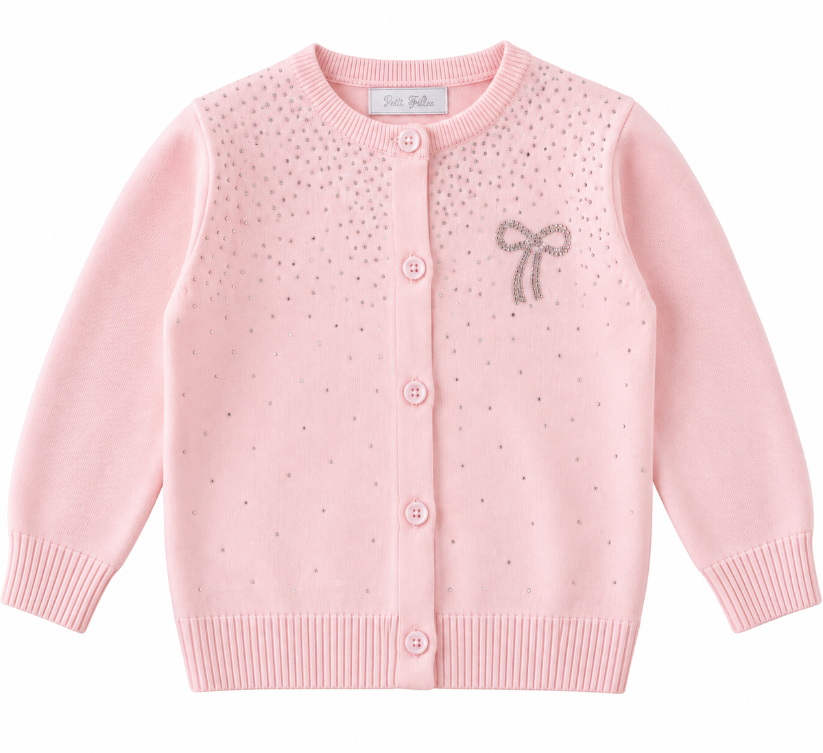 Cardigan Bambina con Strass e Fiocco