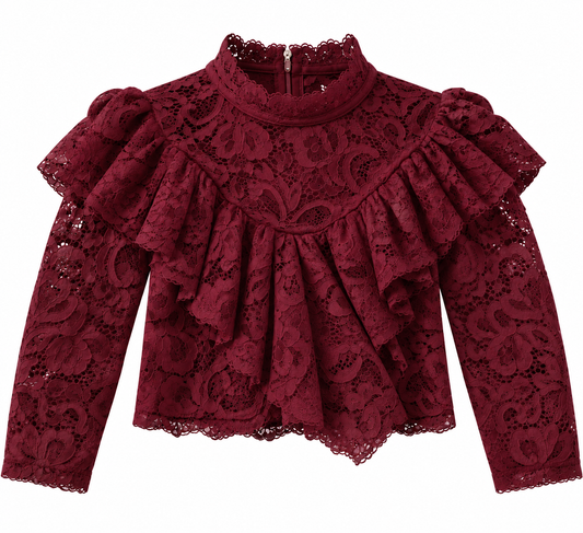 Blusa Bambina in Pizzo con Volant