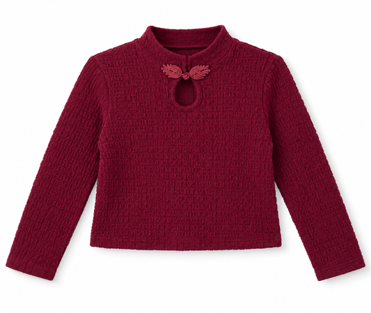 Maglioncino Bambina con Colletto e Chiusura Decorativa