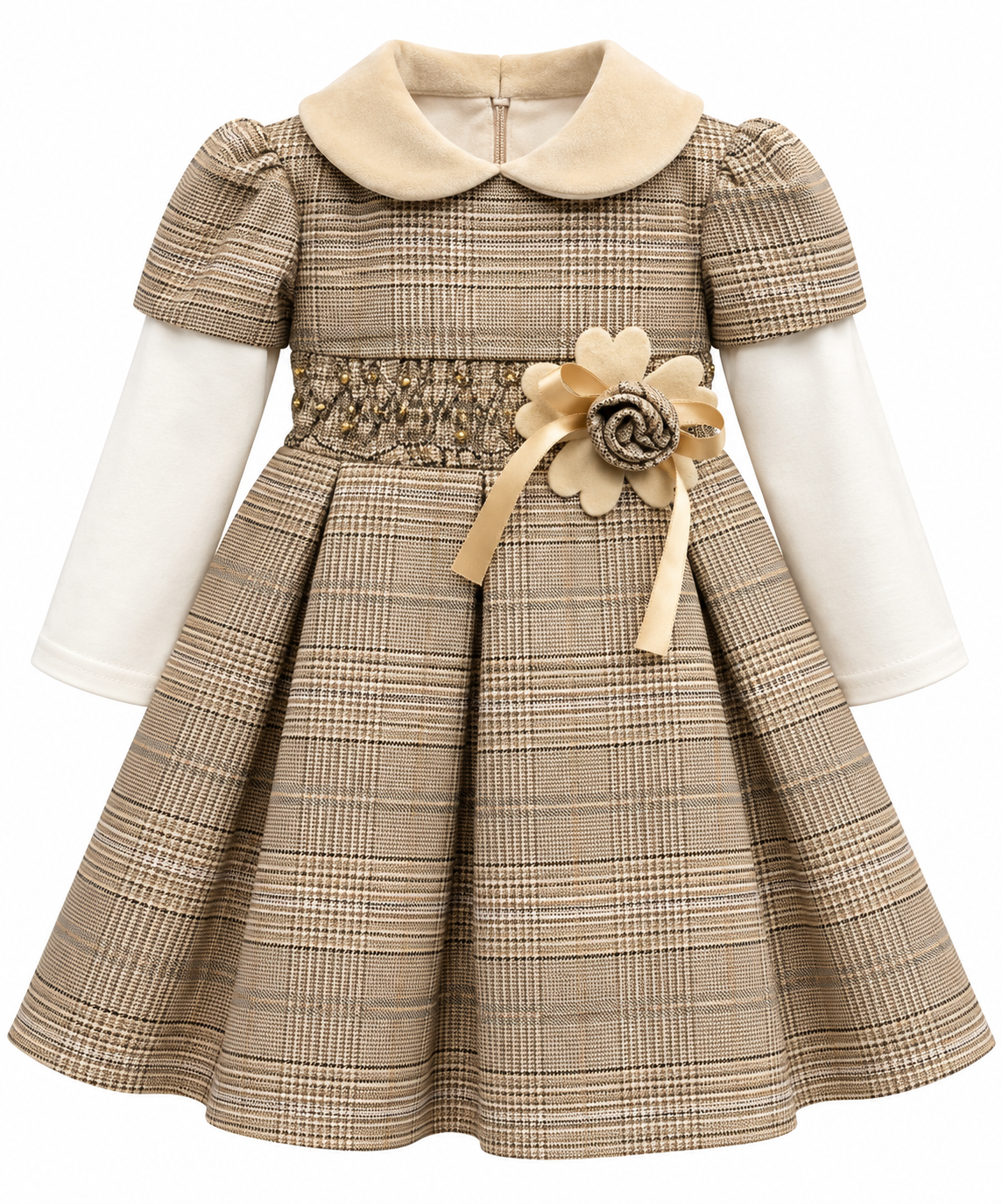 Vestito Bambina Scozzese Fiore