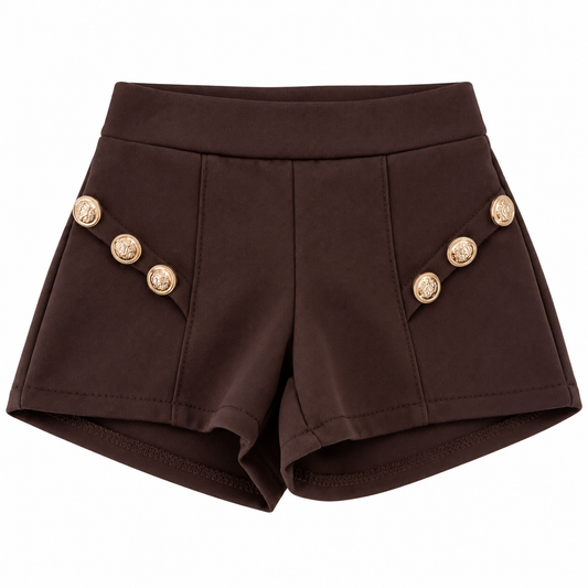 Shorts Bambina Eleganti con Bottoni Decorativi