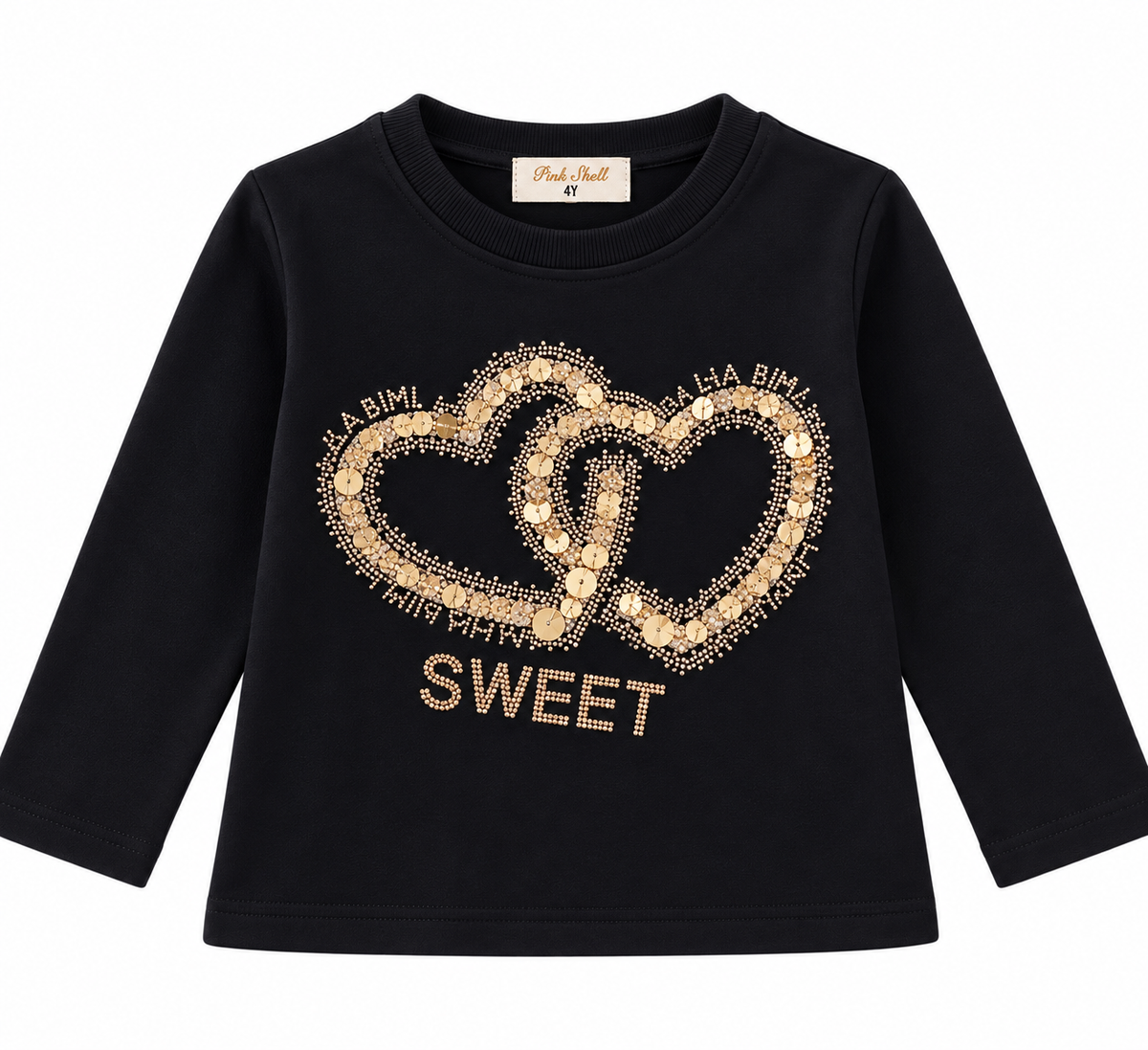 Maglia Bambina con Cuori Gioiello e Scritta “SWEET”