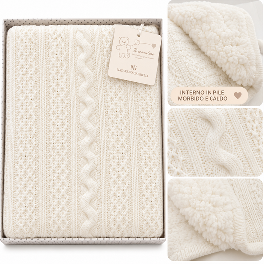Copertina Culla 70×90 cm in Maglia con Interno in Pile Ellepi