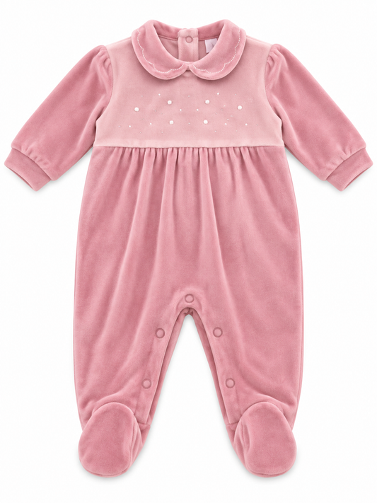 Tutina in ciniglia neonato PASTELLO strass
