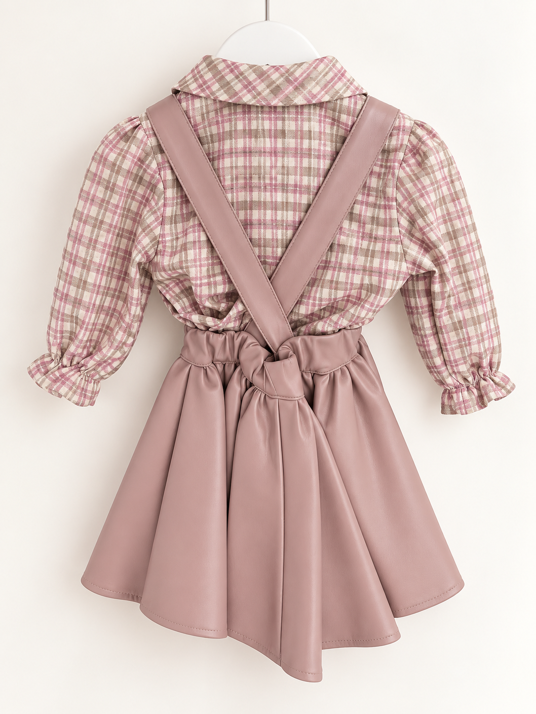 Completo Bimba in Ecopelle e Camicia a Quadri