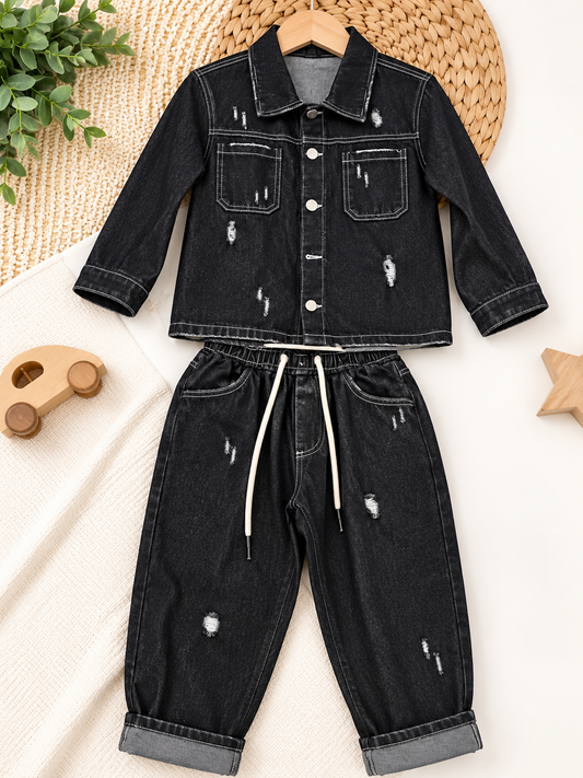 Completo Bambino in Denim con Giacca e Pantalone