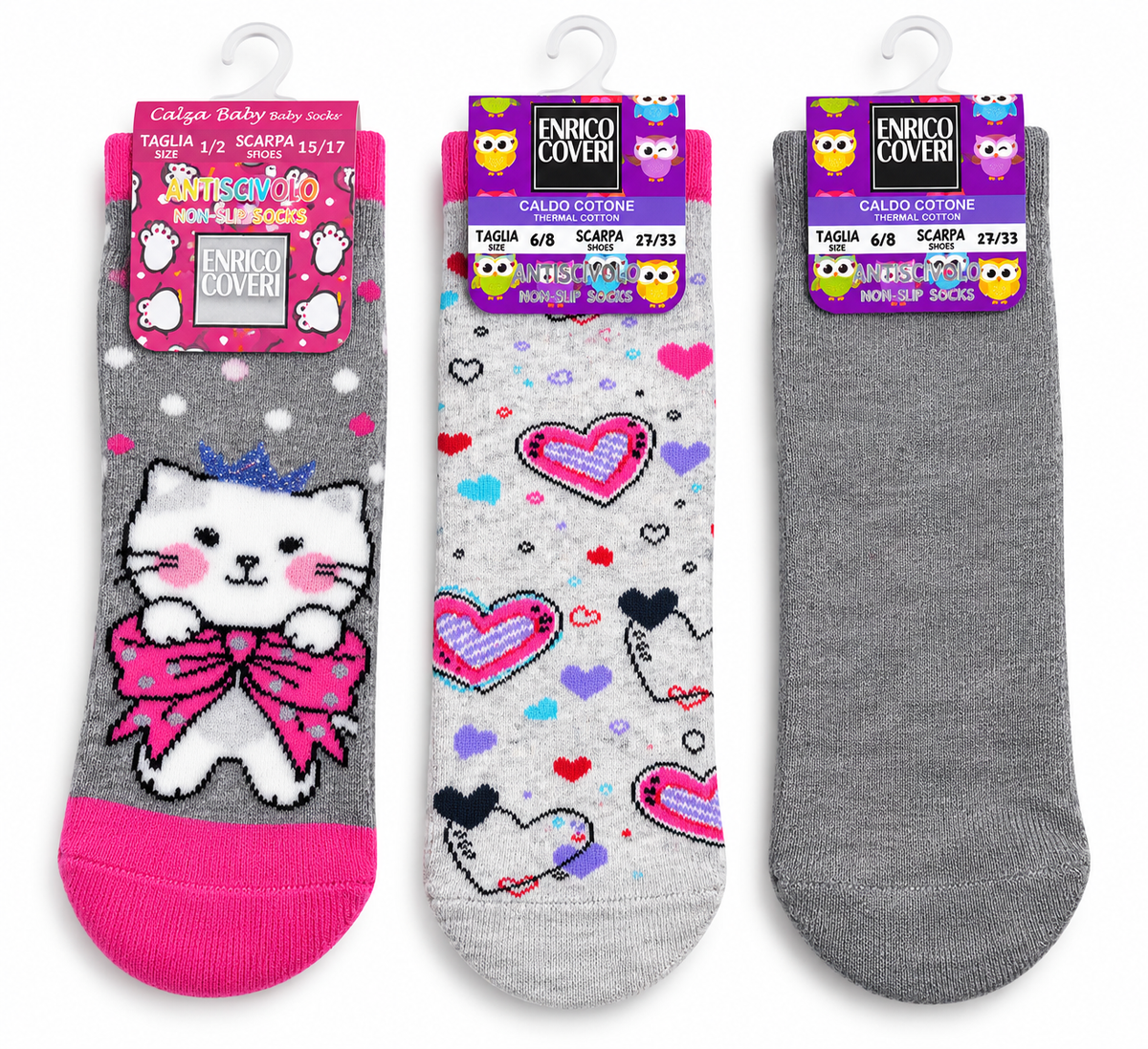 Tris Calze Antiscivolo Bambino e Bambina Enrico Coveri – Caldo Cotone