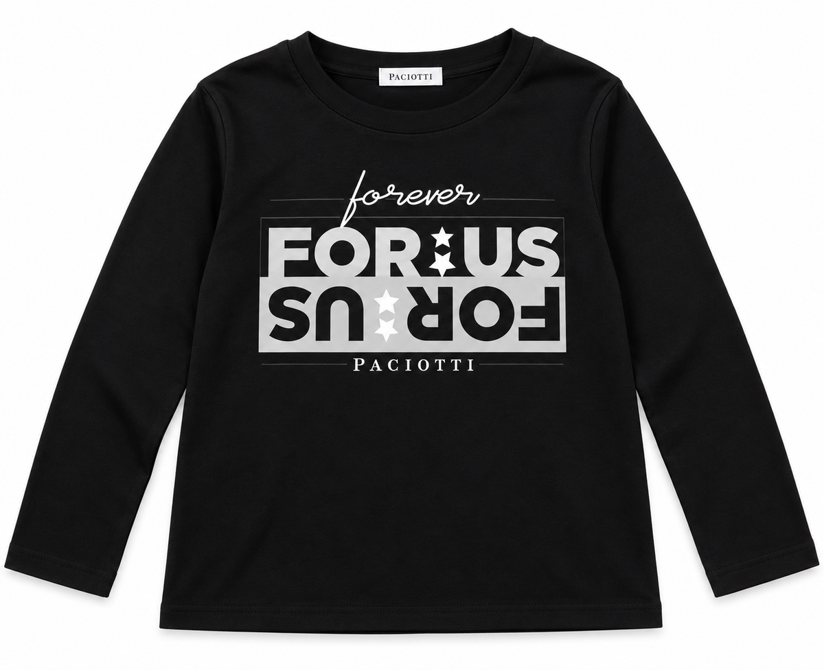 Maglia a Manica Lunga in cotone Paciotti con Stampa Forever For Us
