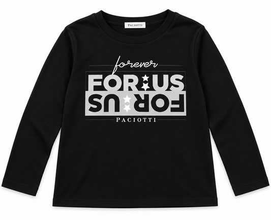 Maglia a Manica Lunga in cotone Paciotti con Stampa Forever For Us