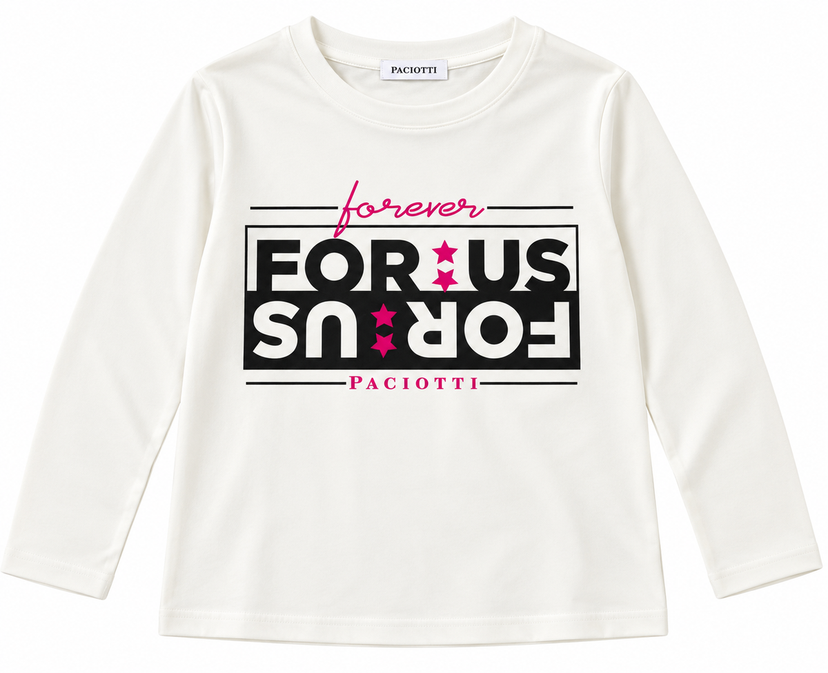 Maglia a Manica Lunga in cotone Paciotti con Stampa Forever For Us