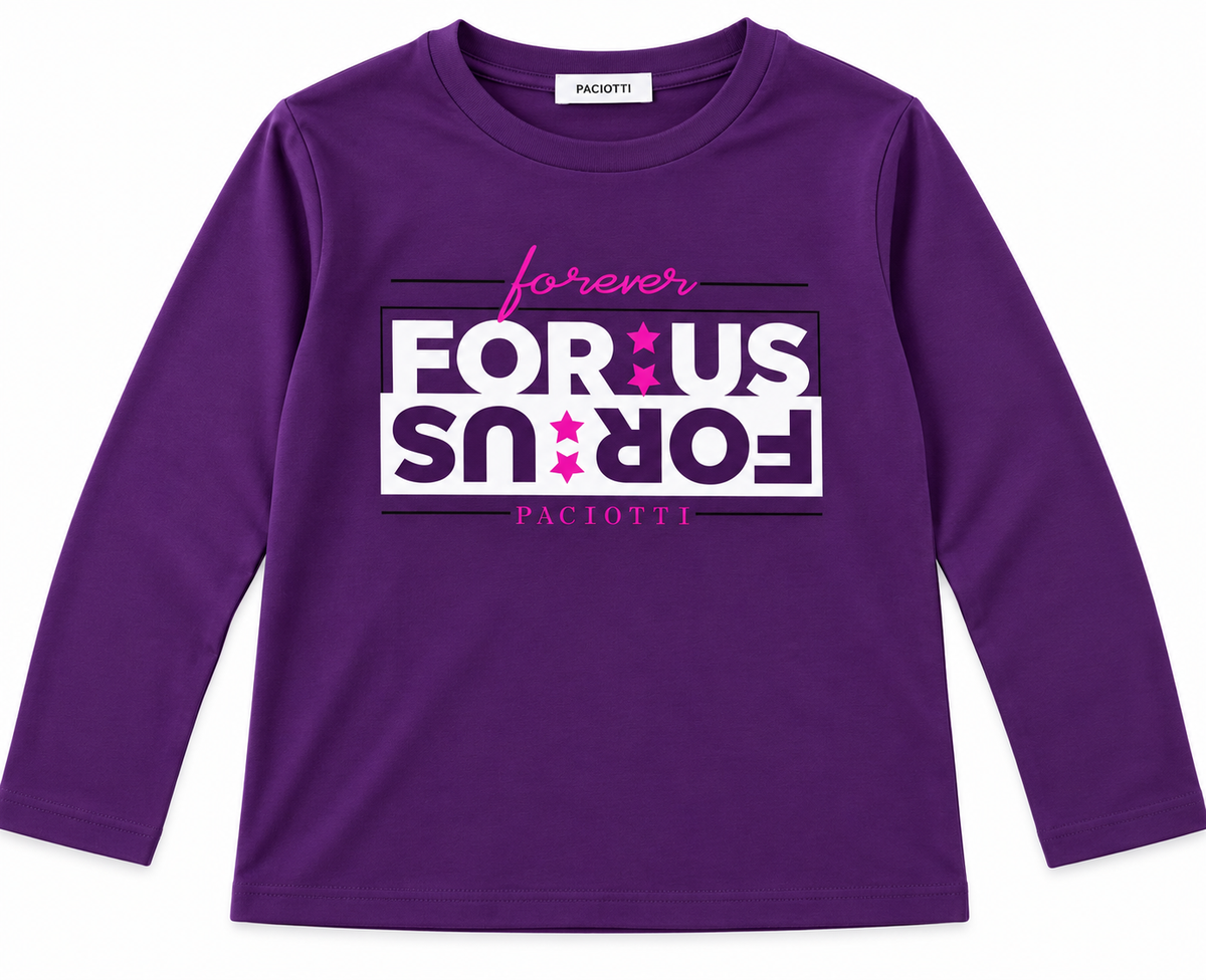 Maglia a Manica Lunga in cotone Paciotti con Stampa Forever For Us