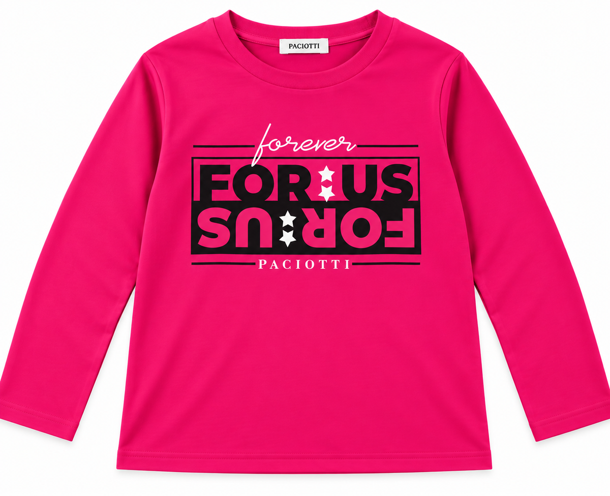 Maglia a Manica Lunga in cotone Paciotti con Stampa Forever For Us
