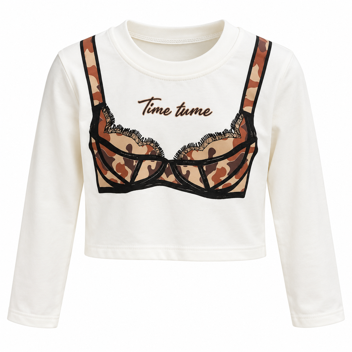 Maglia cropped in cotone con stampa