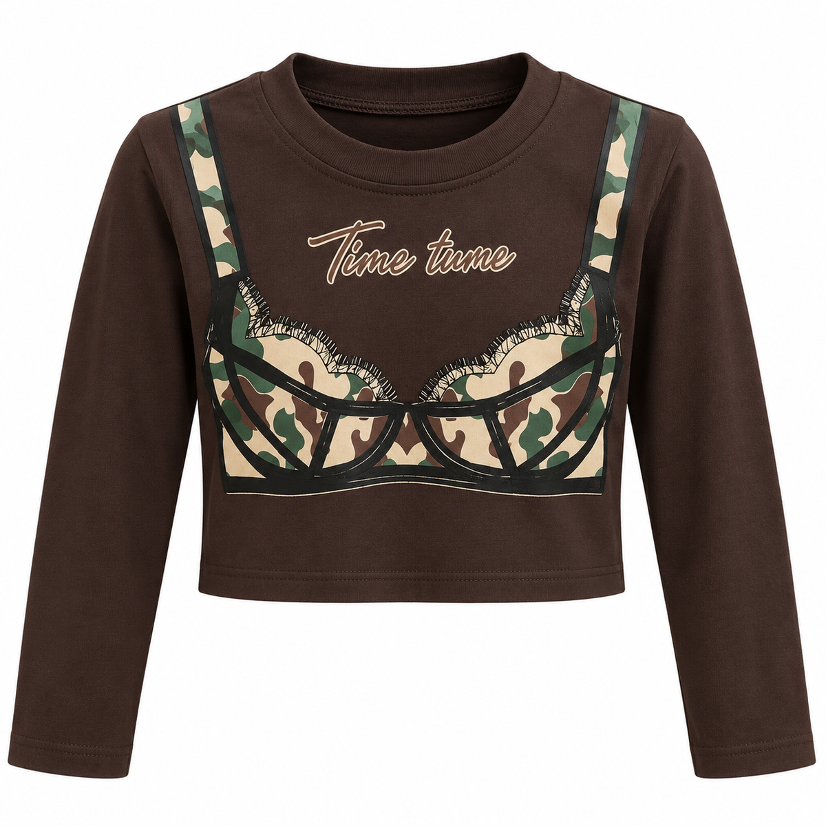 Maglia cropped in cotone con stampa