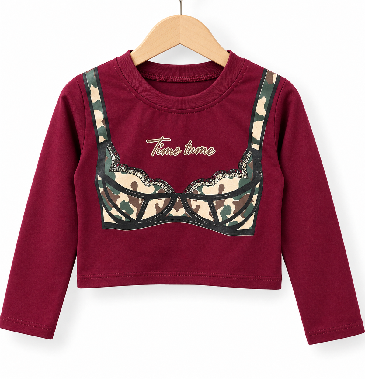 Maglia cropped in cotone con stampa