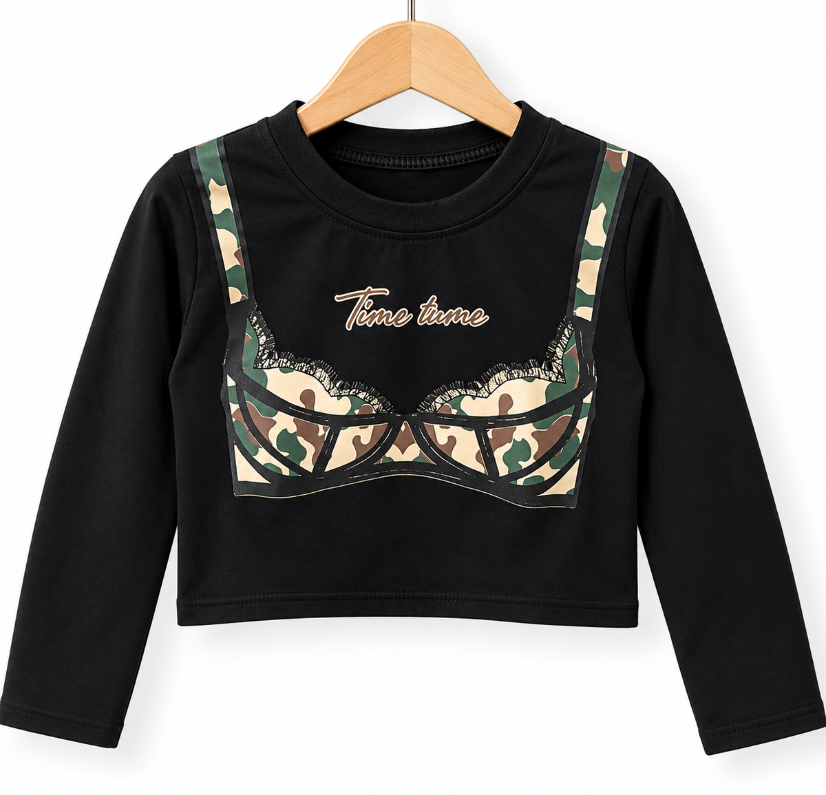 Maglia cropped in cotone con stampa