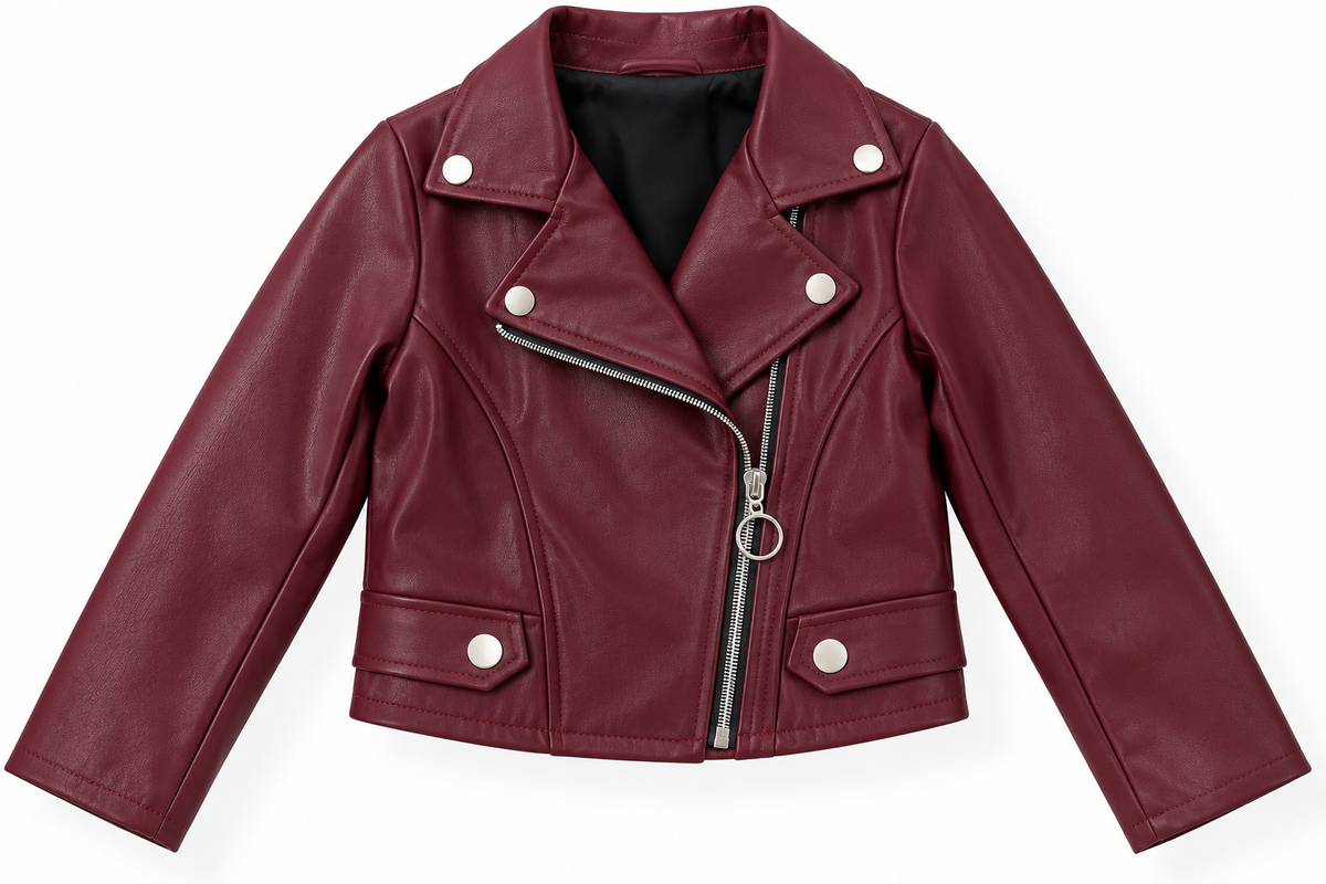 Giubbino Biker Effetto Pelle con Zip e Bottoni