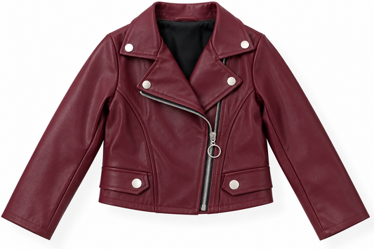 Giubbino Biker Effetto Pelle con Zip e Bottoni