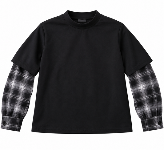 Maglia Bambino con Maniche in Fantasia Check