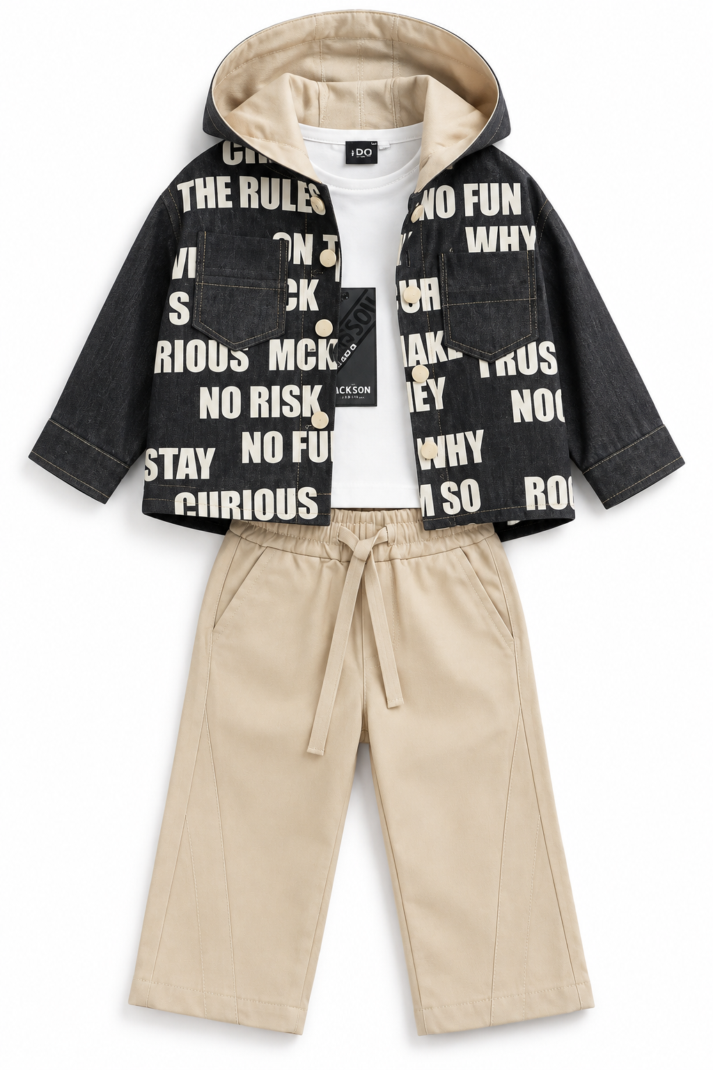 Completo bambino con giacca con cappuccio, sport manica lunga e pantalone