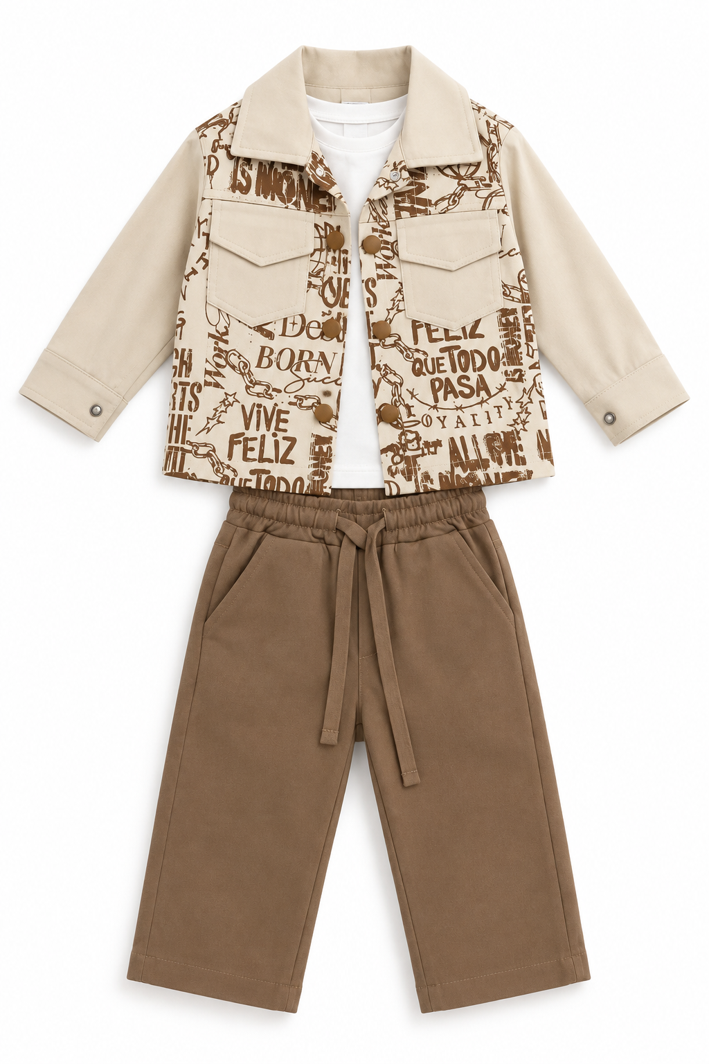 Completo bambino con giacca fantasia e pantalone