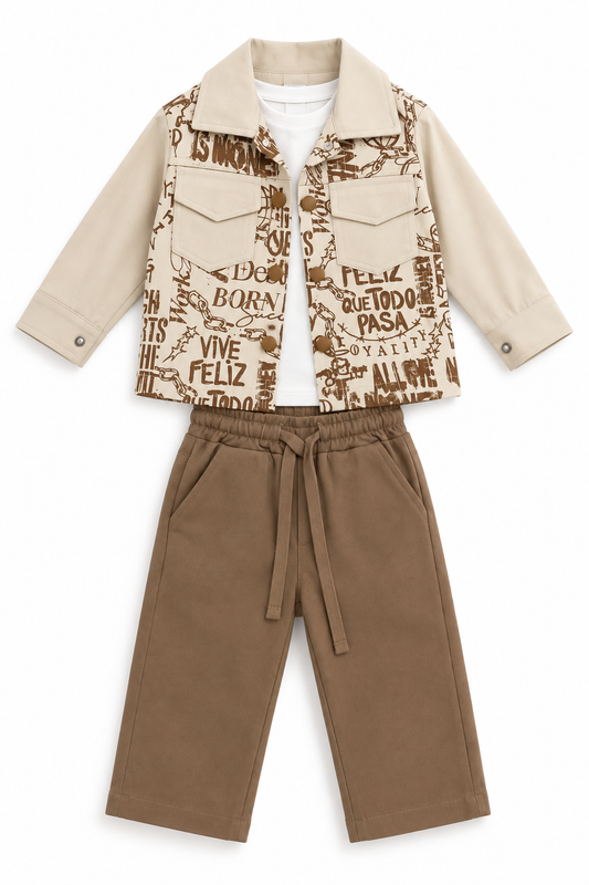 Completo bambino con giacca fantasia e pantalone