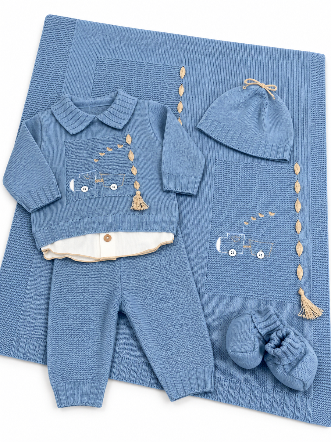 Completo Neonato in Maglia con Copertina – Prime Emozioni 4070H